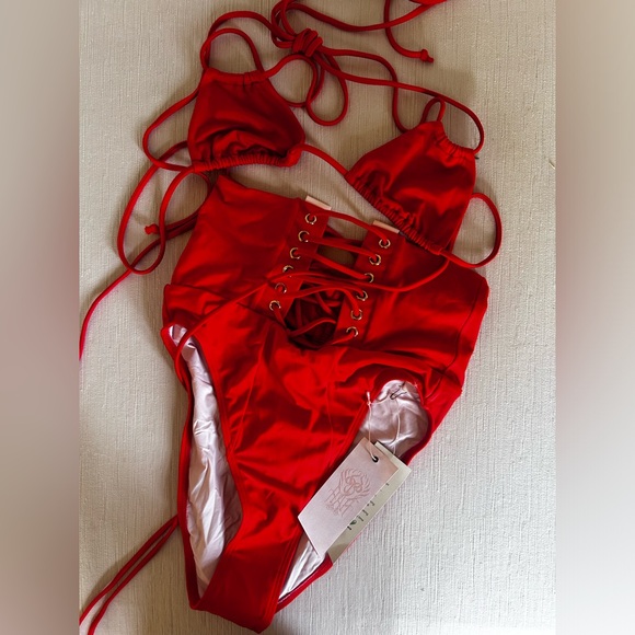 🍊 WE ARE HAH Haht Blood Orange SET Titsy Top + Get Waisted Bottom Sz M - Picture 5 of 5